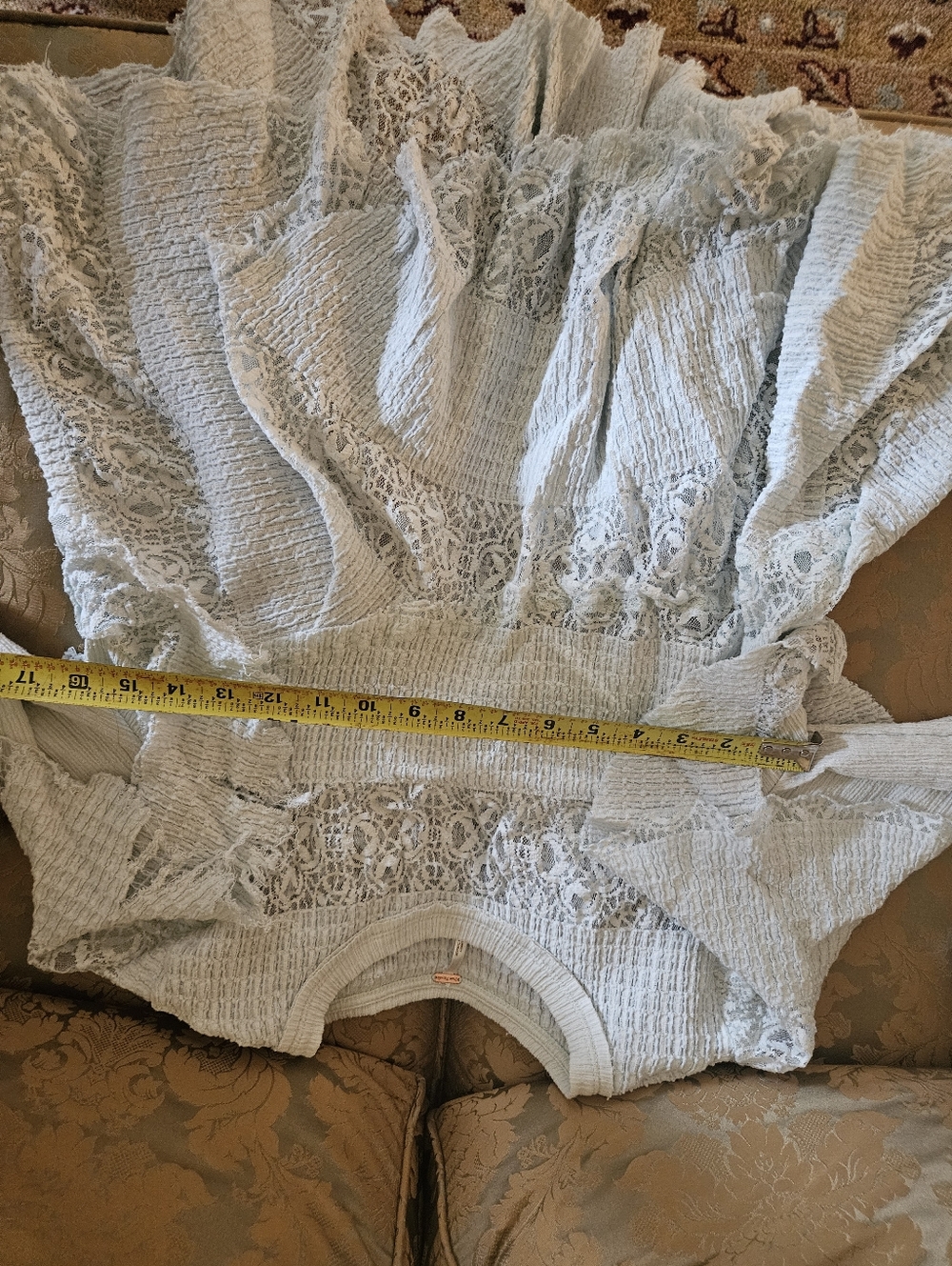 NWOT Free People Snowfall Lace Patchwork Ruffles Tunic - Picture 7 of 13